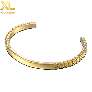 Custom Engraved Stainless Steel Adjustable Bracelet Fashion Pop Minimalist 18k Gold Shiny Twist Opening <b>Bangle</b> <b>Men</b> Women Party - Product Image 4
