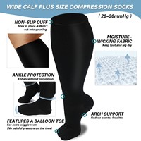 Chaussettes de compression montantes grande taille pour mollets larges, opaques, respirantes, unisexe, pour le sport, l'allaitement, les varices et la circulation sanguine