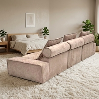 Canapé Modulable Moderne en Tissu Suédine 3 Places, Sectionnel, Rembourré Éponge Cloud, Housse Durable, Luxe pour Salon et Chambre, Non Gonflable