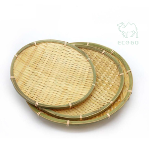 Plateau à fruits en bambou fait main Panier rond Panier en osier Panier en bambou tissé Plateau de service - Product Image 2