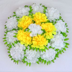 Couronnes funéraires de 35 cm, fleurs artificielles de cimetière, chrysanthèmes pour pierre tombale - Product Image 1