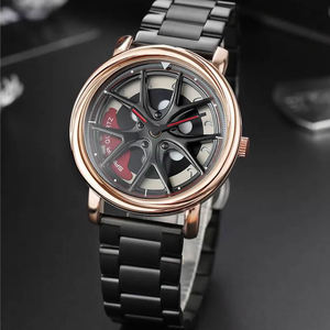 Wholesale Men Fashion Cool <b>Racing</b> <b>Wheel</b> Design Rotating Quartz Watch Stainless Steel Band Waterproof Sports Analog Wristwatch - Product Image 4