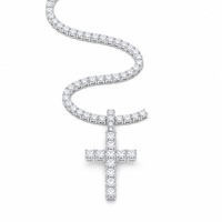 Pendentif en argent 925 avec moissanite, style hip-hop, croix, tendance streetwear, breloque cubaine pour soirée