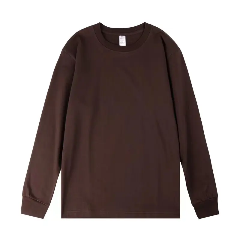 Custom 100% cotton Heavy Long Sleeve For Mens T-Shirt Brown