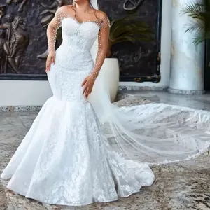 Elegant Sweetheart Mermaid <strong>Wedding</strong> <strong>Dress</strong> Off Shoulder Lace Pearl Princess Bridal <strong>Dress</strong> Plus <strong>Size</strong> Bride <strong>Dress</strong> Custom - Product Image 4