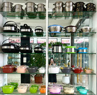 Lot de 3 pots isothermes colorés en acier inoxydable 2,5-5-8L avec poignée, seau isotherme, double boîte à lunch, couvercles à rabat pour cuisine et camping