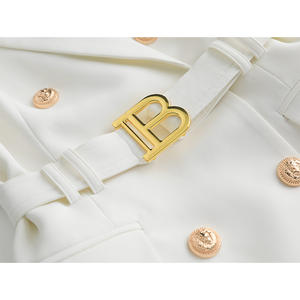 Abito Lungo <span class=keywords><strong>Bianco</strong></span> di Fascia Alta con Gilet Smancato e <span class=keywords><strong>Giacca</strong></span> per Primavera e Autunno, Adatto all'Ufficio e con Taglio che Valorizza la Vita - Product Image 2