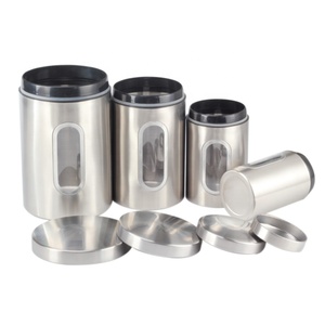 Modern Stainless Steel Multifunction Food Storage Containers Coffee <b>Canister</b> <b>Set</b> with Lid Visible Design Tea Sugar <b>Kitchen</b> Use - Product Image 3