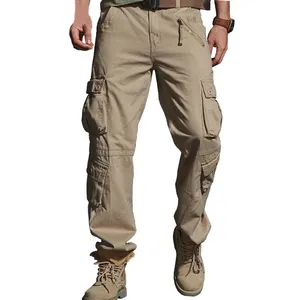 Custom Mannen Cargo Broek Spring Hot Tactische Canvas Stof Toevallige Rits Pocket Ontwerp Straight Losse Mannen Broek