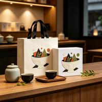 Sac en papier d'art de luxe de haute qualité avec poignée en ruban, emballage de boîte cadeau en carton, boîte à thé haut de gamme, logo personnalisé, image de marque d'entreprise