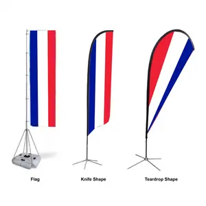 2024 Teleskopflagge von Paris benutzerdefinierte Strandflagge wasserdichte weiche Beschilderung Oriflamme für Sport