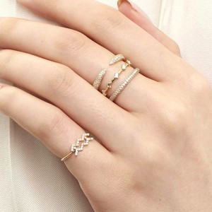 高級ファインジュエリーファッションリング レディース メンズ 18金メッキ真鍮 ジルコン オープンリング 調節可能 ミニマリスト トレンディ パーティーギフト - Product Image 3