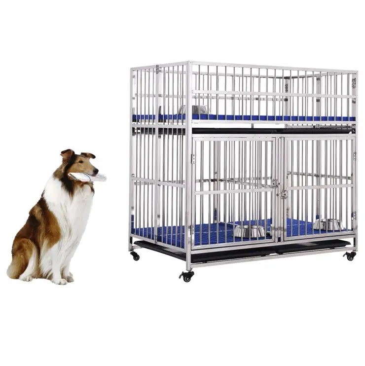 Multi Layer Strong Wheels Animal Stainless Steel Dog Breeding Cages