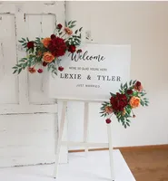 Arrangement de rangée de fleurs artificielles Table boule florale accessoires de toile de fond de mariage signe de bienvenue décor coin fleurs fête scène affichage