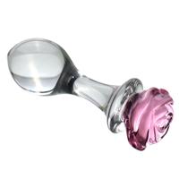 Offre Spéciale : Plug Anal en Verre Rose, Dildo, Jouets Sexuels Anaux, Perles Florales Roses en Cristal, Baguette Anale, Plug Anal en Verre en Forme de Bouton de Rose - Vente en Gros