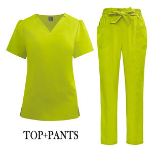 ชุดเสื้อสครับสำหรับผู้หญิงชุดเครื่องแบบพยาบาลพยาบาลสำหรับใส่วิ่งแขนสั้นมีกระเป๋า - Product Image 2