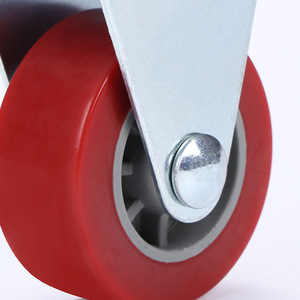 Red Fixed <b>Caster</b> <b>Wheel</b> 1.5 Inch Polyurethane Industrial Use Ball Bearing Firm Tread Wear Resistance - Product Image 2