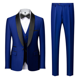 2025 özel Homme siyah yaka erkekler için Slim Fit Set <span class=keywords><strong>Suits</strong></span> erkek iş rahat adam Blazers ceket yelek pantolon 3 parça Set - Product Image 1