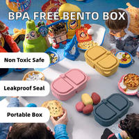 Boîte à bento en silicone sans BPA pour adultes et adolescents, écologique, compatible micro-ondes, anti-fuite, 2 compartiments, récipient de stockage alimentaire pour