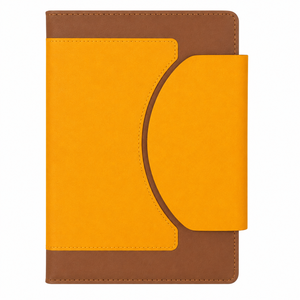 Agenda de Cuero Premium Aurelux con Cierre Magnético Seguro, Encuadernada con Lámina Metálica, Amarillo Marrón A5, para Escritura Diaria, Trabajo de Oficina, Planificación - Product Image 1