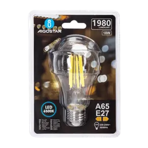 Bombilla LED de filamento A65 E27 18W, luz cálida, eficiencia energética, ideal para iluminación decorativa y ambiental. - Product Image 2