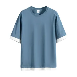 T-shirt da uomo in cotone 100% di alta qualità stampa personalizzata t-shirt estive da uomo con Logo del tuo marchio