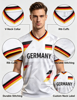 Maillot de football imprimé en 3D avec drapeau allemand pour hommes, 100 % polyester respirant, t-shirt de sport personnalisé OEM ODM, tee-shirt d'entraînement de football