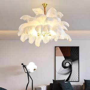 Современная художественная подвеска романтическая креативная подвесная свеча люстра с оттенком пера Современная Страусиная люстра - Product Image 5