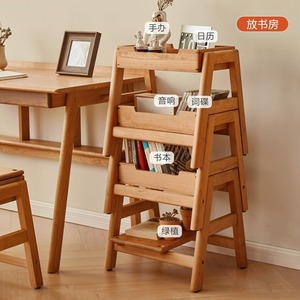 Cherry Wood A Frame Stool Solid Wood <b>Storage</b> <b>Seat</b> Convertible Dining Room Furniture For Adults And Elderly - Product Image 2