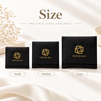 Pochette à bijoux en velours noir personnalisée avec logo en feuille d'or pour l'emballage des bagues, fabrication directe en usine OEM ODM