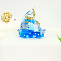 Porte-clés Anime en Acrylique Bouteille à la Dérive Voilier Marin Sablier Liquide Animaux Marins Flottants Couleur Personnalisée Thème Bord de Mer