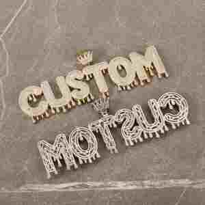 Collar con Placa de Nombre Personalizada Estilo Hip Hop Iced Out Crown, Colgante de Letra con Piedras y Diamantes Rosas, Joyería Fina - Product Image 4