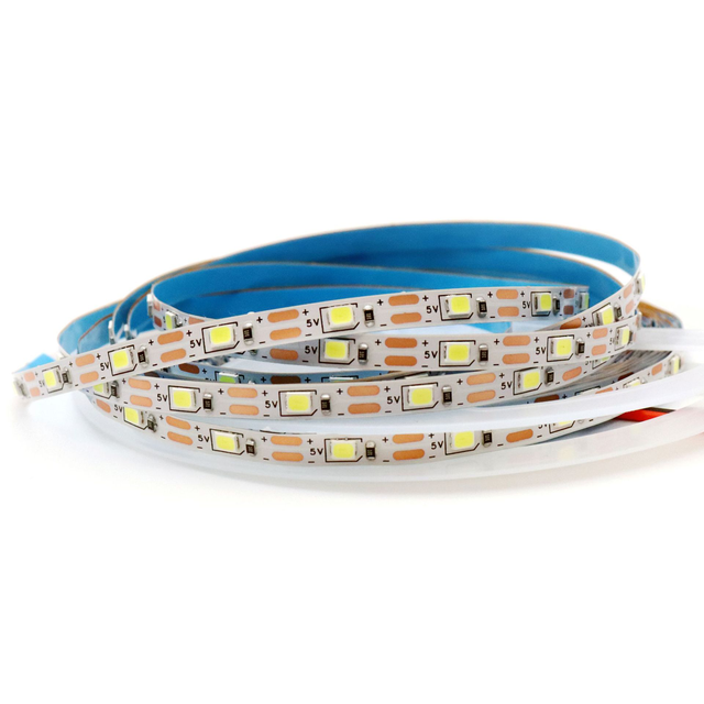5V 5mm 2835 SMD 60LEDs/m LED Strip Light High Brightness Flexible for Indoor DIY Decor Lighting