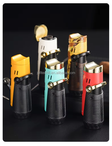 Briquet torche JOFI de haute qualité avec logo personnalisé, 3 jets de butane, quatre flammes, rechargeable, cadeaux d'affaires avec poinçon à cigares - Product Image 5