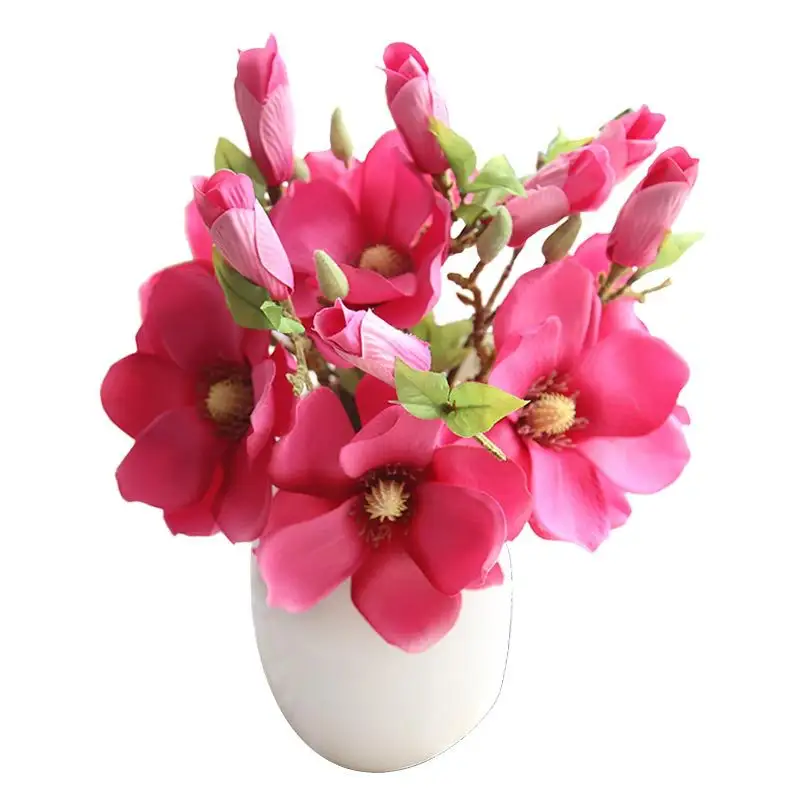 New Design Glue Coating Artificial Flowers Silk Magnolia Branches For Spring Decoration