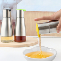 Pulvérisateur d'huile en verre de 320 ml en acier inoxydable quatre tons, durable et anti-chute, pour cuisine