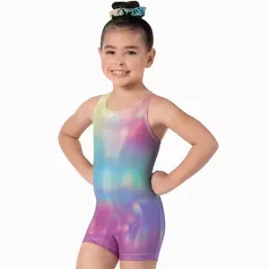 Spandex Ballet Leotard 3D Printed Girls Dance Unitard Biketard Gymnastics Clothes Sleeveless Performance Wear