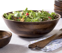 Premium grote houten schaal, sterke decoratieve walnoot houten salade schaal voor KitchenAid