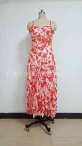 Chic Ladies Beachwear Backless <strong>Long</strong> <strong>Slip</strong> Dress Latest Blue Floral Print Chiffon Dress - Product Image 6