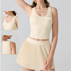 Nueva llegada verano a prueba de golpes gimnasio camiseta sin mangas chica plisada hermosa falda con bolsillo pantalones cortos baile mujeres ropa de tenis - Product Image 1