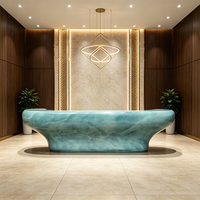 Comptoir de réception artisanal en résine écologique durable, motif grain de turquoise onyx, sur mesure pour usage commercial