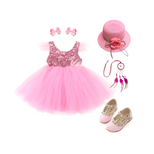 Vestido de Tutú Brillante <span class=keywords><strong>con</strong></span> Lentejuelas para Niñas, Diseño Moderno 2026, Vestido de Princesa Rosa para Fiesta <span class=keywords><strong>con</strong></span> Adorno de Plumas - Product Image 6
