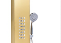 Panneau de douche de luxe en laiton au design moderne avec cartouche céramique, jets de pluie et de pulvérisation à pause, jets de massage spa pour salle de bain
