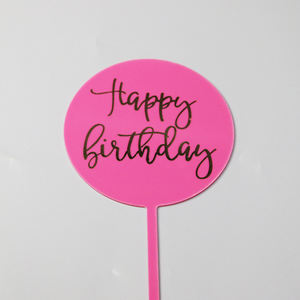 Trasparente Rotondo Festa di Compleanno <span class=keywords><strong>Cake</strong></span> <span class=keywords><strong>Topper</strong></span> Acrilico Con Stampa A Caldo LOGO - Product Image 2