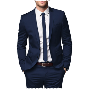 Costume de <span class=keywords><strong>Smoking</strong></span> Classique Formel <span class=keywords><strong>Homme</strong></span> <span class=keywords><strong>Noir</strong></span> Bleu Marine Ensemble 2 Pièces Coupe Ajustée <span class=keywords><strong>Veste</strong></span> à Revers Cranté et Pantalon pour Mariage et Affaires - Product Image 1