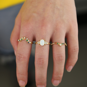 Set de 3 Anillos de Eternidad de Ópalo Ovalado con Circonitas Cúbicas 5A Arcoíris, Promoción al por Mayor - Product Image 6