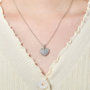 Collier pendentif en forme de cœur en cuivre plaqué or 14 carats micro-pavé de zircon, vente en gros d'usine, bijoux délicats pour femmes, usage quotidien - Product Image 2