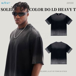 เสื้อยืดผ้าฝ้าย100% สำหรับผู้ชายผ้าถักลาย280จีเอสเอ็มผ้าถักลายสตรีทไซส์ใหญ่พิเศษสไตล์วินเทจ - Product Image 3