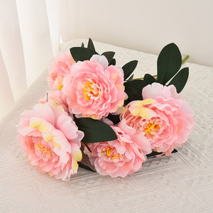 Bouquet de fleurs artificielles pivoines, 7 pièces, haute simulation, décoration de mariage et de maison, style classique - Product Image 4