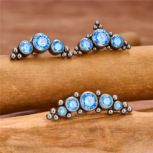 <span class=keywords><strong>Piercing</strong></span> Labret en Titane G23 de Grade Implantable, Triple Marquise CZ, Fileté Intérieurement, pour Lèvre, Cartilage, Hélix, Medusa, Monroe 16G - Product Image 4